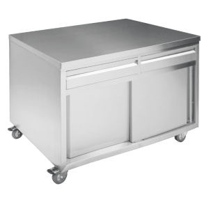 This is an image of a stainless steel cabinet by Thorinox. Thorinox is a high-quality stainless steel equipment for restaurants and other types of work stations.
