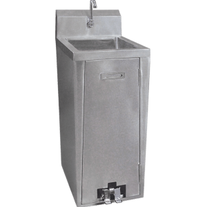 This is an image of a stainless steel pedestal hand sink by Thorinox. Thorinox is a high-quality stainless steel equipment for restaurants and other types of work stations.