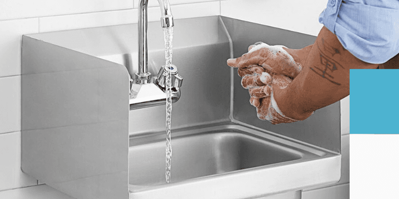 This is an image of a stainless steel hand sink for washrooms by Thorinox. Thorinox is a high-quality stainless steel equipment for restaurants and other types of work stations.