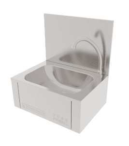 This is an image of a stainless steel knee sink by Thorinox. Thorinox is a high-quality stainless steel equipment for restaurants and other types of work stations.