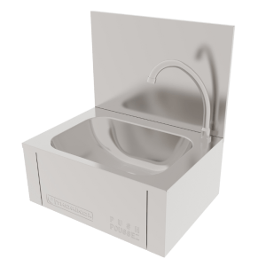 This is an image of a stainless steel knee sink by Thorinox. Thorinox is a high-quality stainless steel equipment for restaurants and other types of work stations.