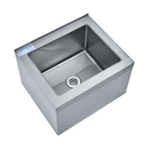 This is an image of a stainless steel mop sink by Thorinox. Thorinox is a high-quality stainless steel equipment for restaurants and other types of work stations.